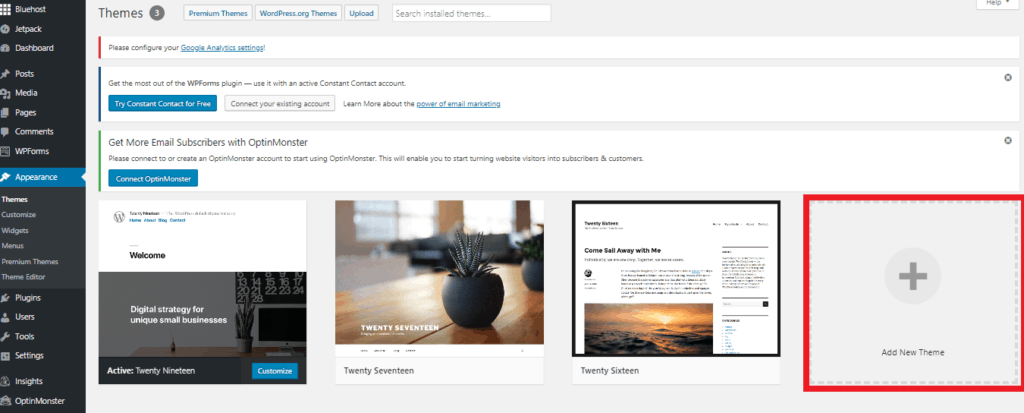 adding a new wordpress theme